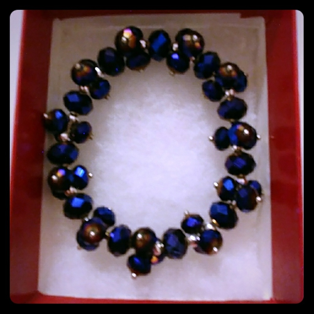 Navy Metallic Crystal Bracelet - Picture 1 of 8